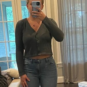 Abercrombie and Fitch dark green button down sweater